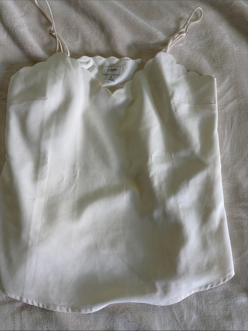 J. Crew Cream Scalloped Neckline Sleeveless Tank